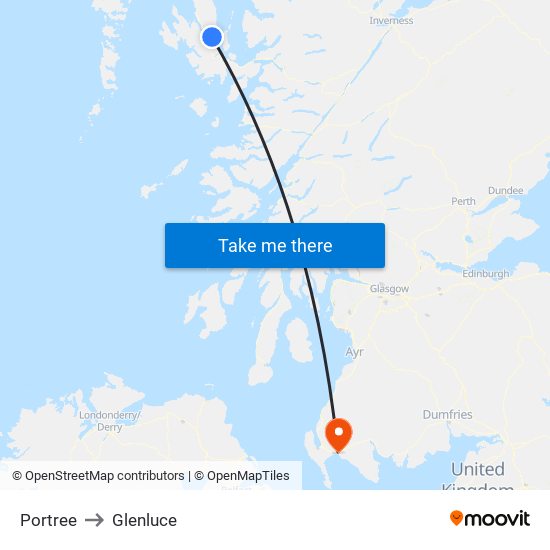 Portree to Glenluce map