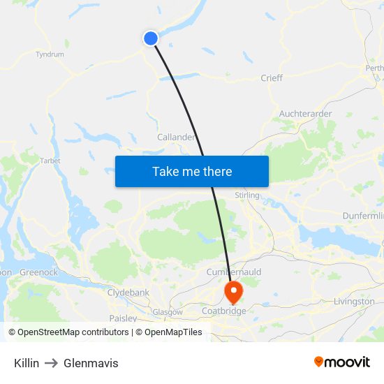 Killin to Glenmavis map