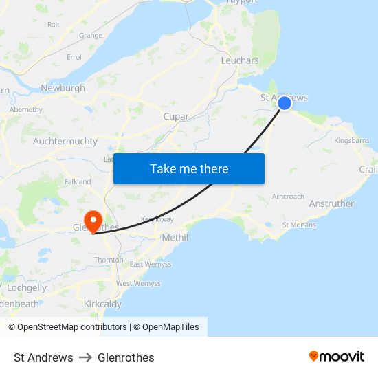 St Andrews to Glenrothes map