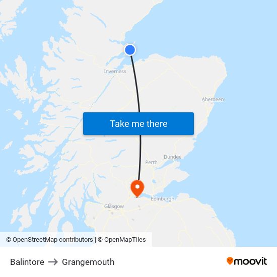 Balintore to Grangemouth map