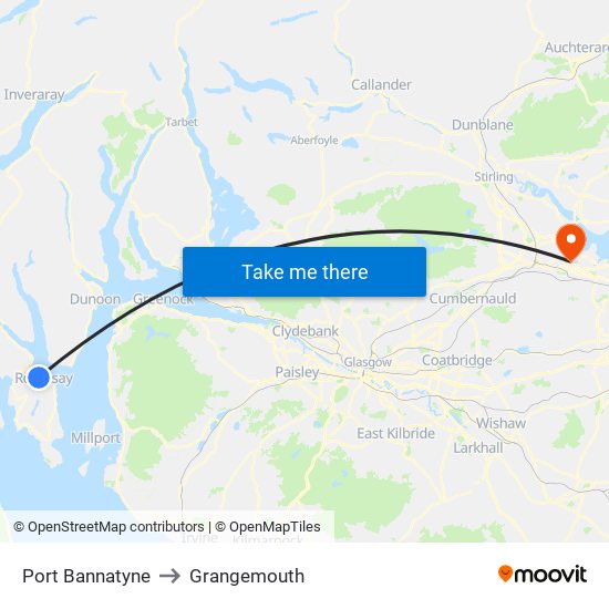 Port Bannatyne to Grangemouth map