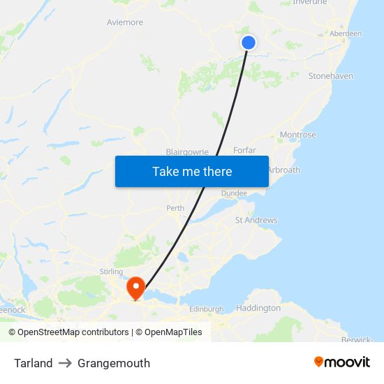 Tarland to Grangemouth map