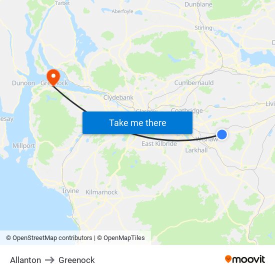 Allanton to Greenock map