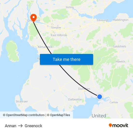 Annan to Greenock map