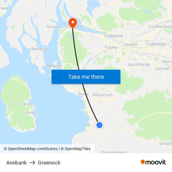 Annbank to Greenock map