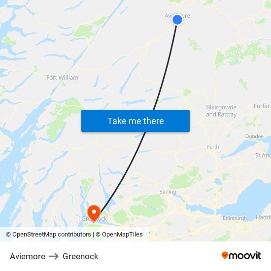 Aviemore to Greenock map