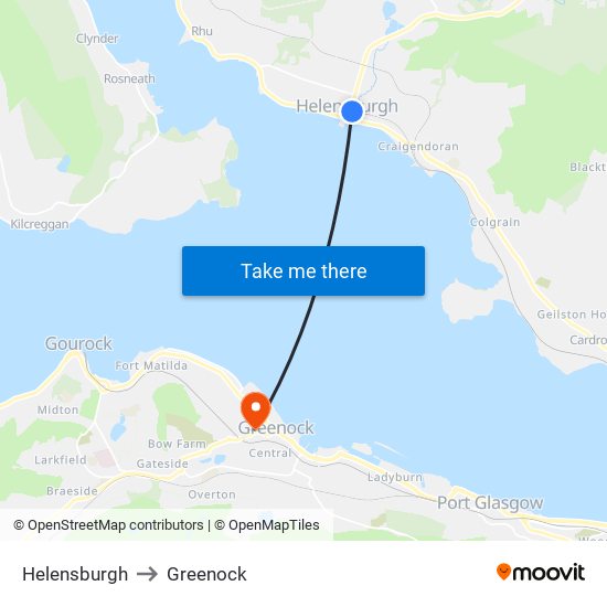 Helensburgh to Greenock map