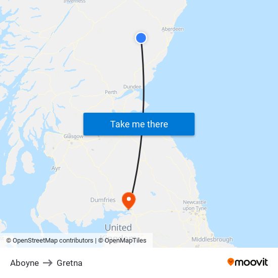 Aboyne to Gretna map