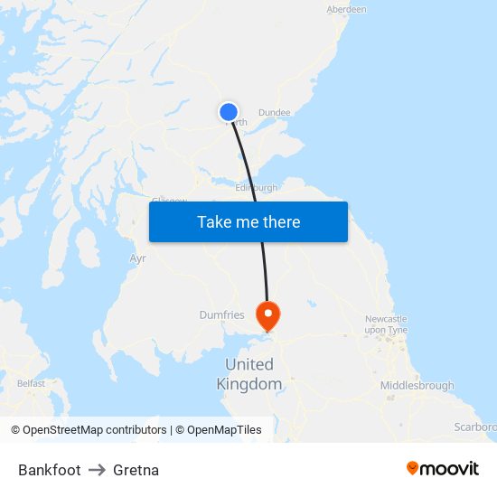 Bankfoot to Gretna map