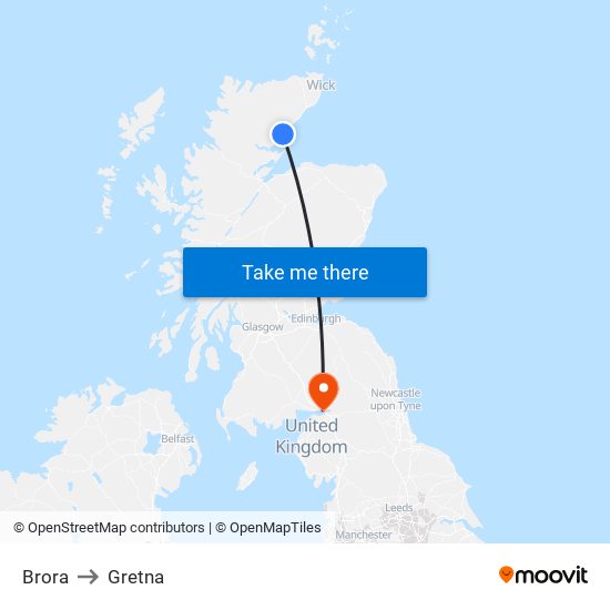 Brora to Gretna map