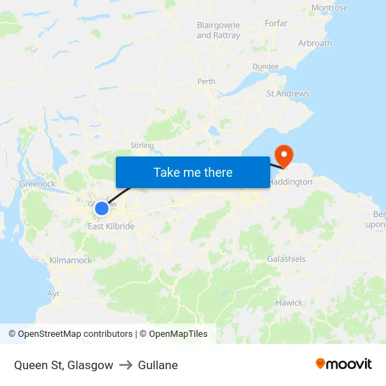 Queen St, Glasgow to Gullane map