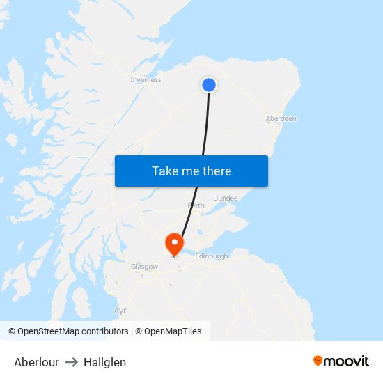 Aberlour to Hallglen map