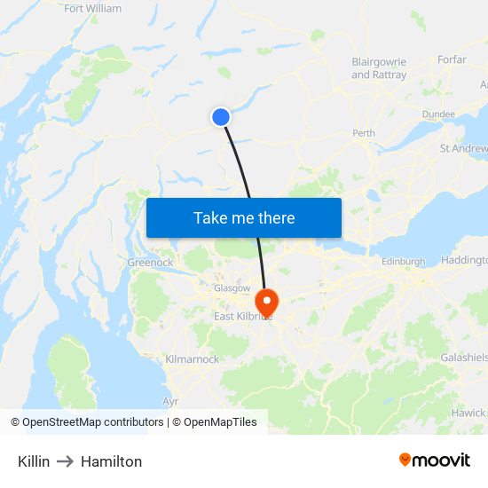 Killin to Hamilton map