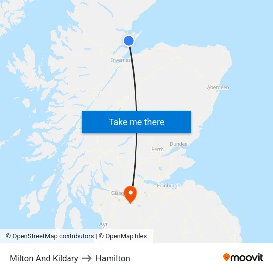 Milton And Kildary to Hamilton map