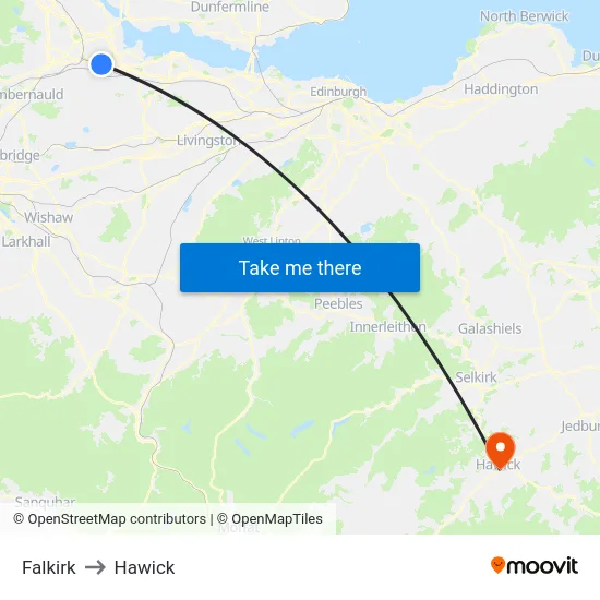 Falkirk to Hawick map