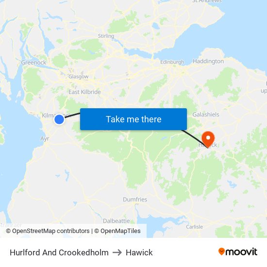 Hurlford And Crookedholm to Hawick map