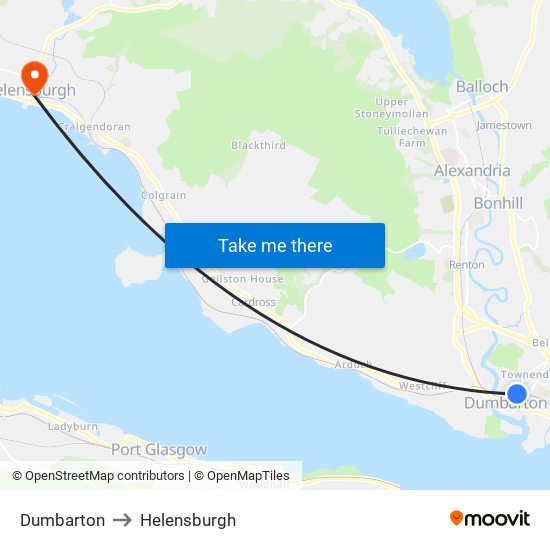 Dumbarton to Helensburgh map