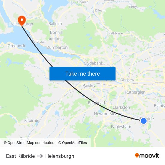 East Kilbride to Helensburgh map