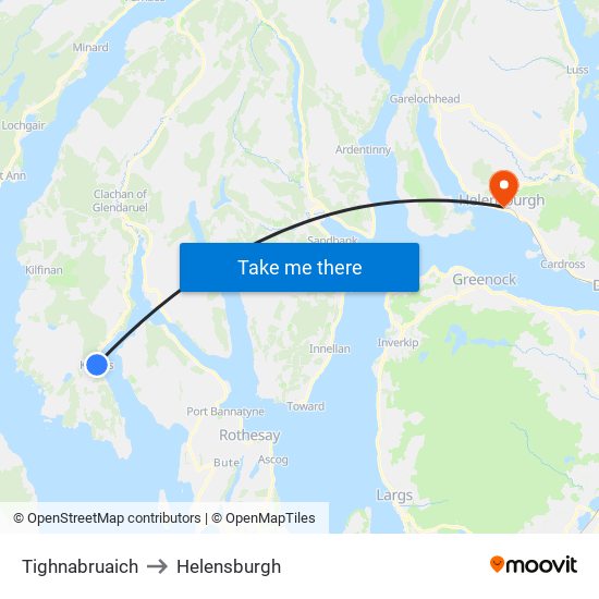 Tighnabruaich to Helensburgh map