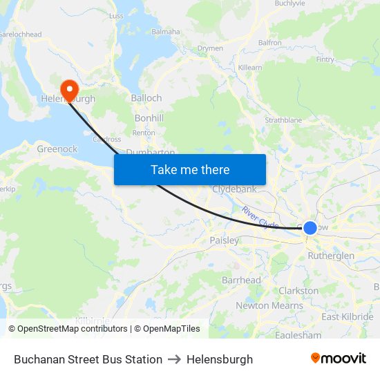 Buchanan Street Bus Station to Helensburgh map