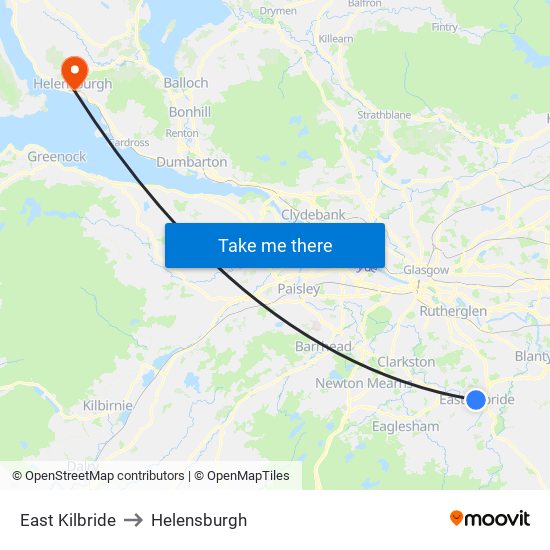 East Kilbride to Helensburgh map