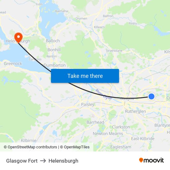 Glasgow Fort to Helensburgh map