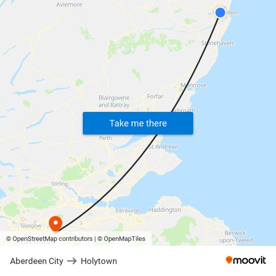 Aberdeen City to Holytown map