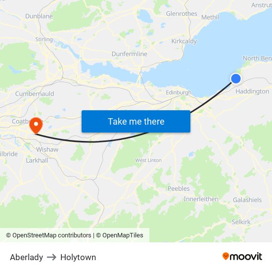 Aberlady to Holytown map