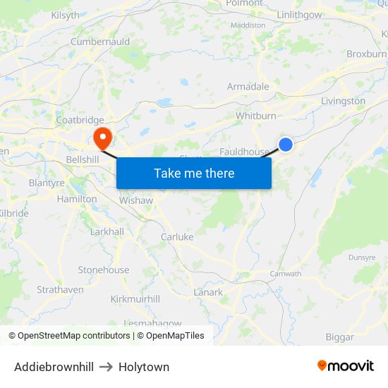 Addiebrownhill to Holytown map