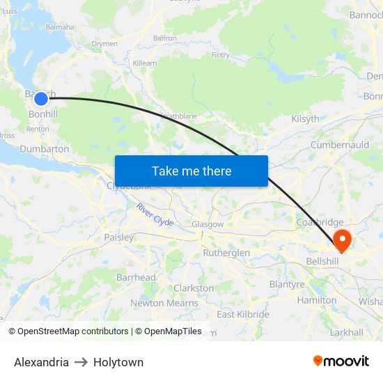 Alexandria to Holytown map