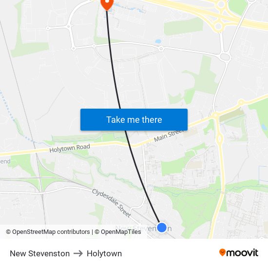 New Stevenston to Holytown map