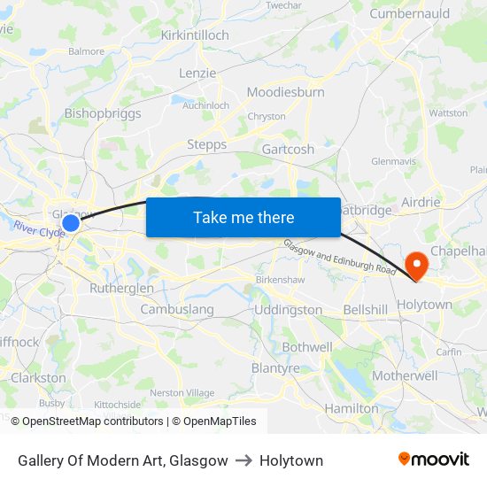 Gallery Of Modern Art, Glasgow to Holytown map