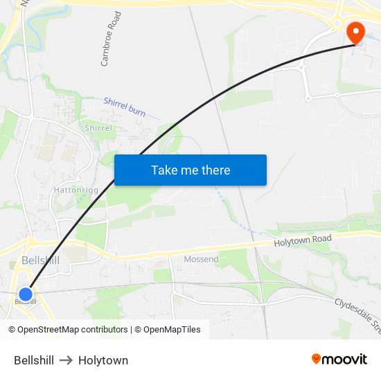 Bellshill to Holytown map