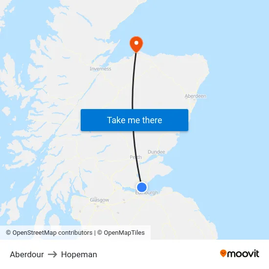 Aberdour to Hopeman map