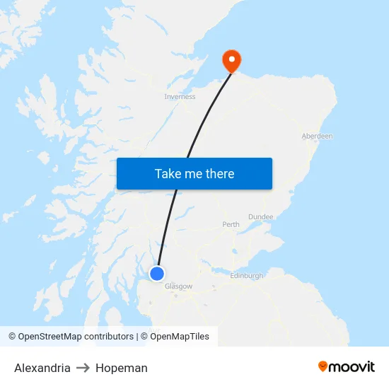 Alexandria to Hopeman map