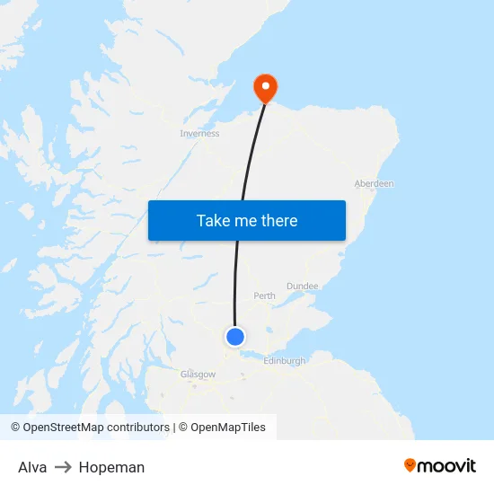 Alva to Hopeman map