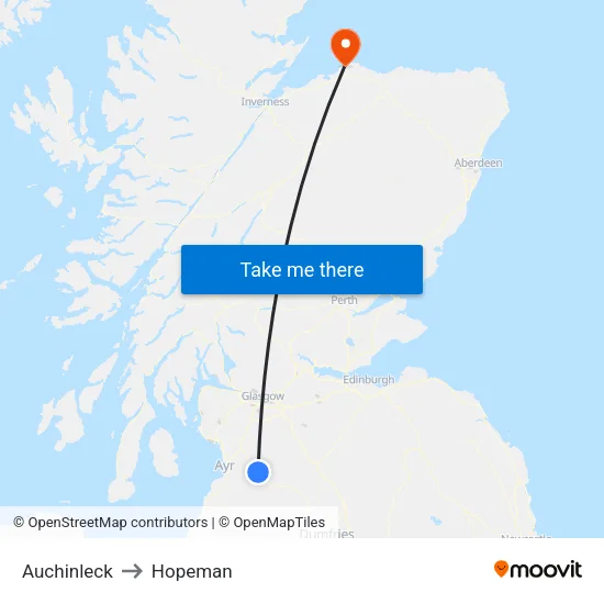 Auchinleck to Hopeman map