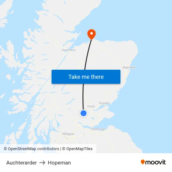 Auchterarder to Hopeman map