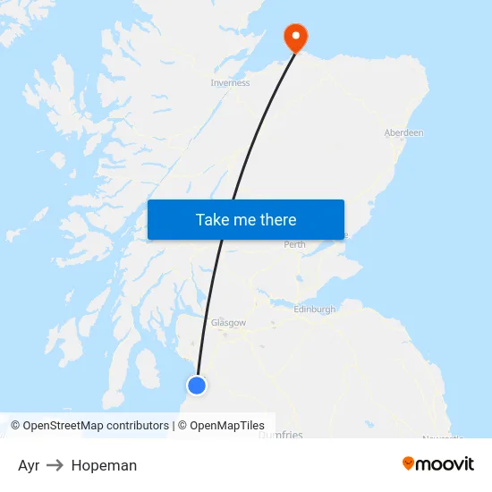 Ayr to Hopeman map