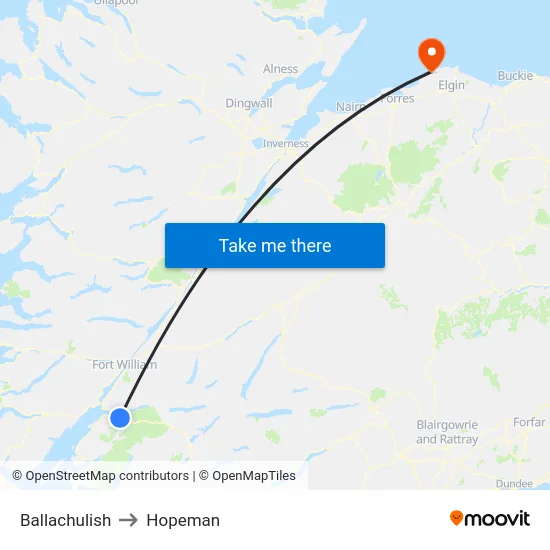Ballachulish to Hopeman map