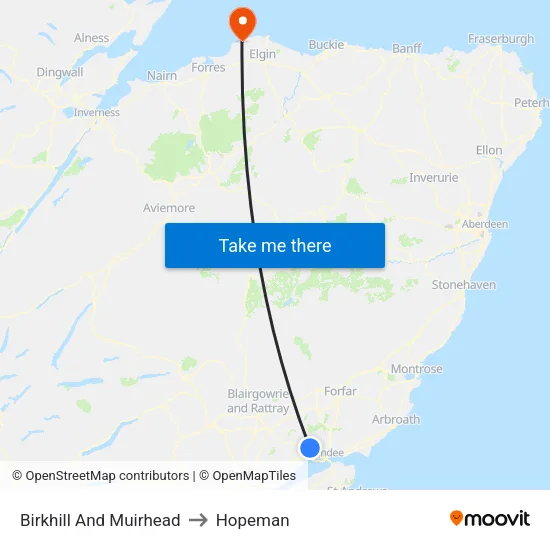 Birkhill And Muirhead to Hopeman map