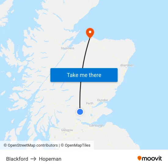 Blackford to Hopeman map