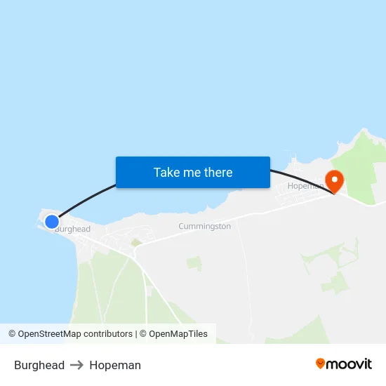 Burghead to Hopeman map