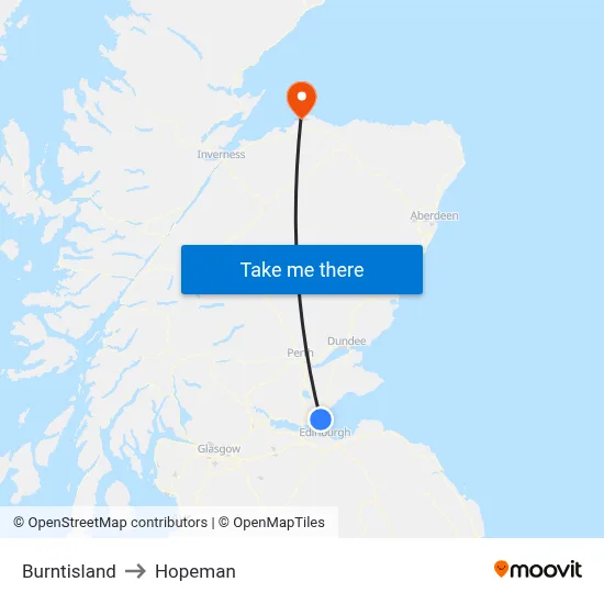 Burntisland to Hopeman map