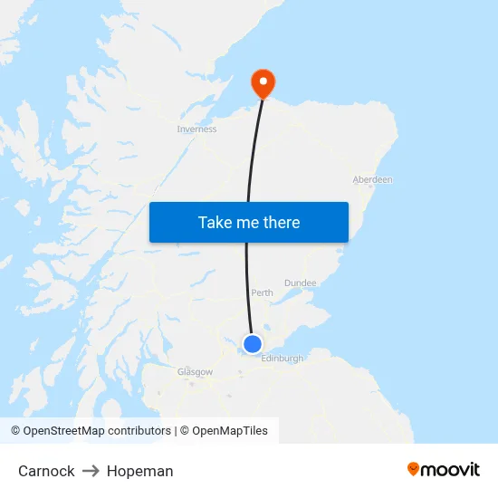 Carnock to Hopeman map