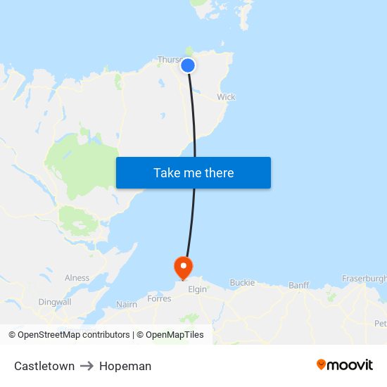 Castletown to Hopeman map