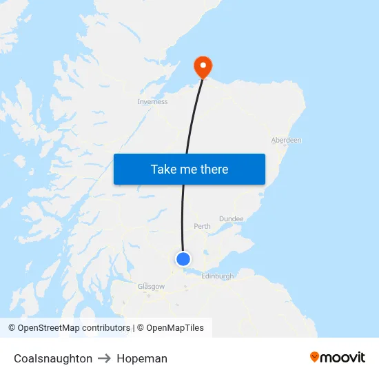 Coalsnaughton to Hopeman map