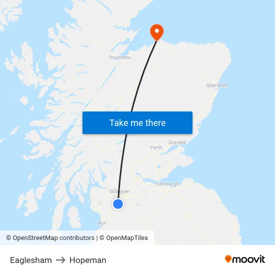 Eaglesham to Hopeman map