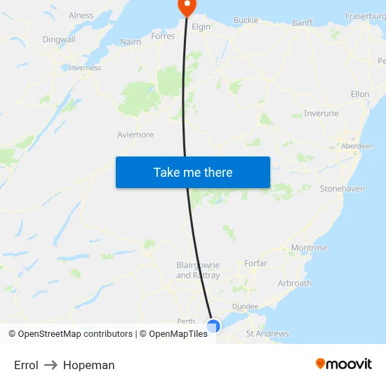 Errol to Hopeman map
