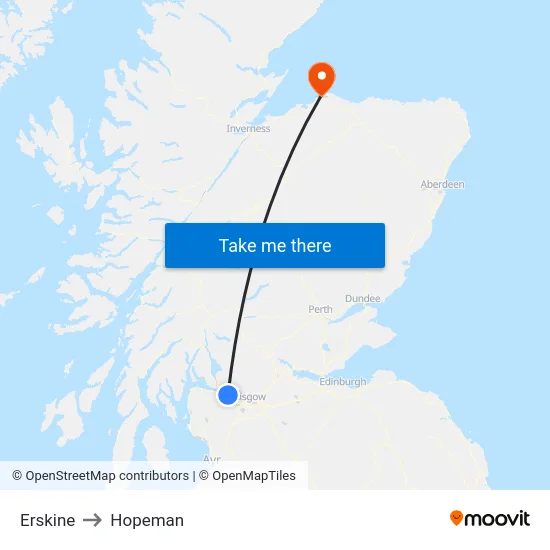 Erskine to Hopeman map